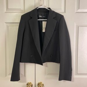 Zara cropped black blazer